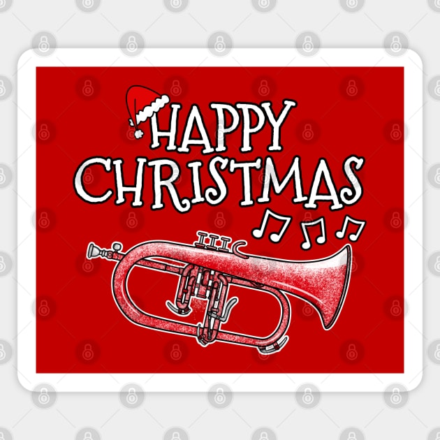 Christmas Flugelhorn Brass Musician Santa Hat Xmas 2022 Sticker by doodlerob